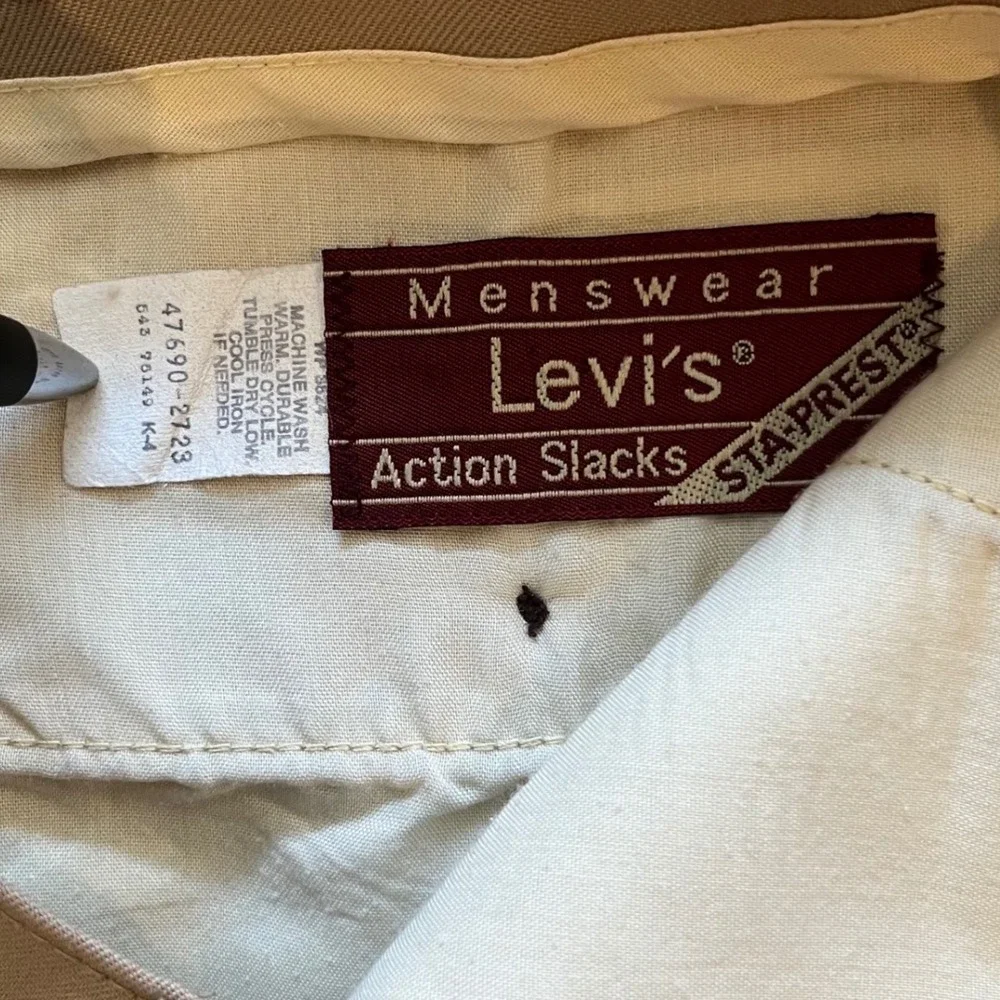 Vintage Levis Action Slacks Men 32x30 Tan Sta-Prest Dress Trousers Khaki 70s 80s